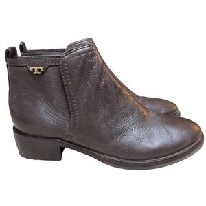 Tory Burch Lexi Ankle Boots Leather Booties Women's 6.5 Brown Heeled